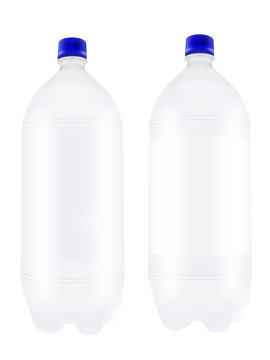 Empty Two Liter Plastic Bottles Isolated On White Background. 3D Illustration.
