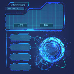 Set Ui HUD elements for cyber user interface. Futuristic space illustration Virtual Reality