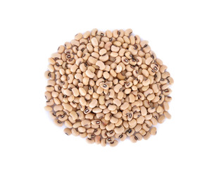 pile of dried navy beans on white background