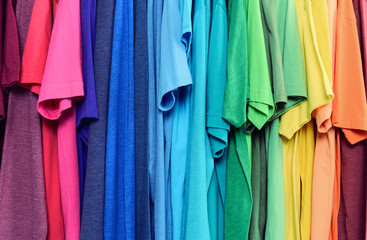 Colourful clothes hanging abstract texture background