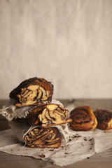 Rustic Chocolate Krantz Cake on Wooden Table