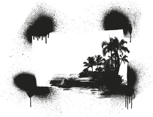 stencil summer background with palms