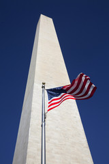 Washington Monument and U S Flag