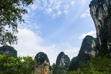 Karst mountains and countryside scenery in summer