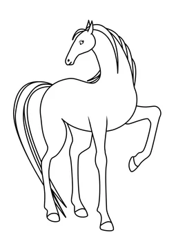 前足を上げて振り向く馬 線画 Stock Illustration Adobe Stock