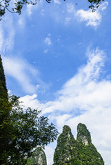 Karst mountains and countryside scenery in summer
