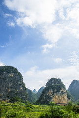 Karst mountains and countryside scenery in summer