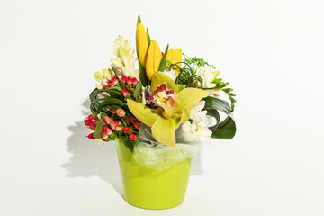 colorful floral bouquet on a white