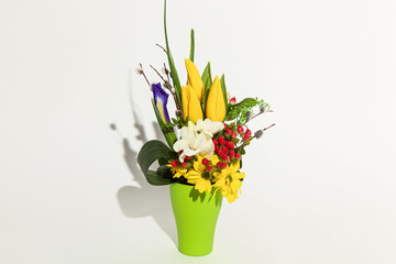 colorful floral bouquet on a white