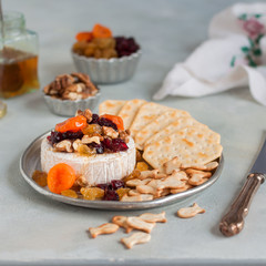 Dried Fruit, Walnut and Honey Baked Brie