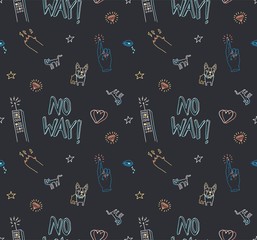 Vector hand drawn fashion seamless pattern