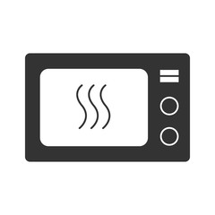 A gray microwave oven icon. This illustration shows a flat icon for web.
