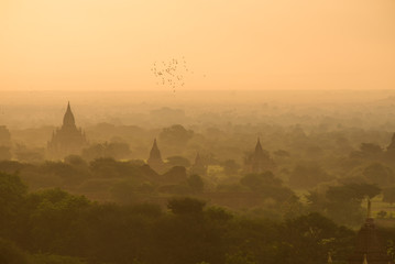 Fototapeta premium Scenic sunrise above Bagan in Myanmar.
