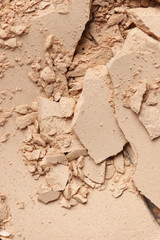 Broken compact powder close-up