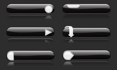 Black buttons with white signs. Menu interface elements