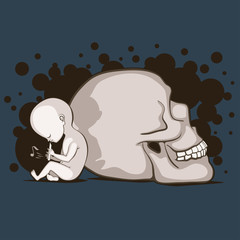Child and skull