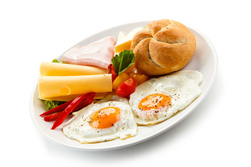 Breakfast - fried egg, ham, and cheese 