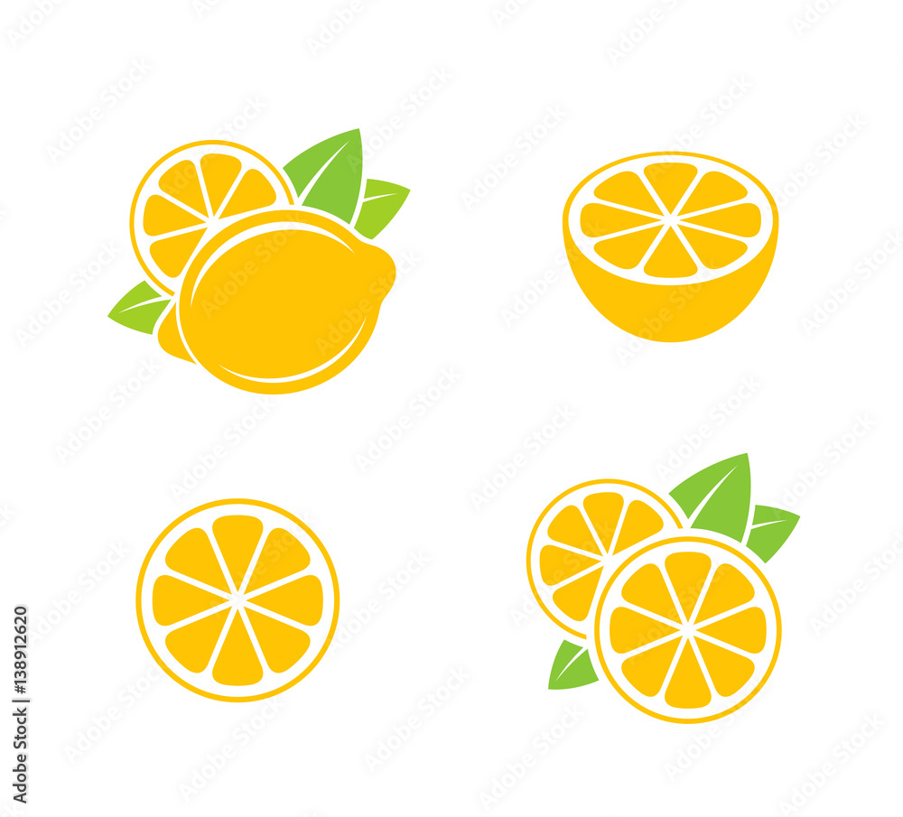 Poster lemon. citrus fruit on white background