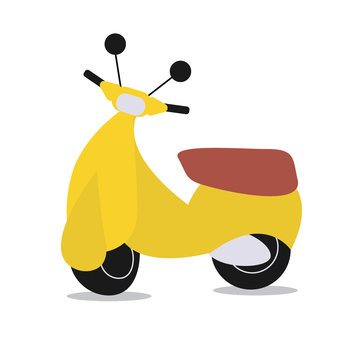 yellow scooter on white background