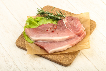 Raw pork steak