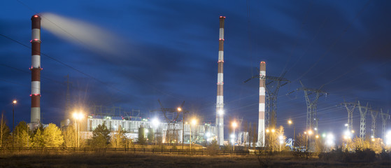 Fototapeta premium Gryfino, Poland-February 2017: Classic coal plant, coal-fired power plant