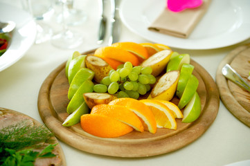 Fruit on the plate in restaurant