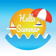 Summer logo vector illustration.Hello summer.