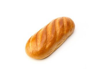 A loaf of wheat bread isolated on white background