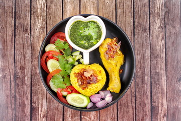 Muslim yellow jasmine rice with chicken,Halal food