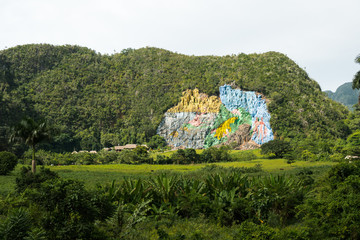 Valley Vinales with famous unusual beautiful colorful picturesque wall in the mountains area