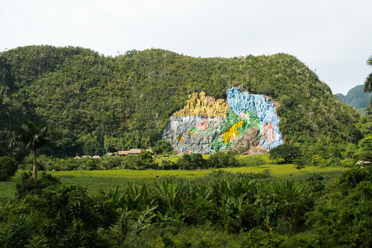 Valley Vinales with famous unusual beautiful colorful picturesque wall in the mountains area
