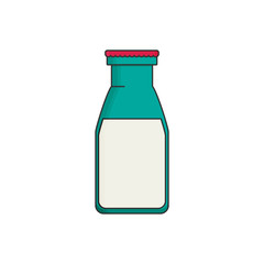 Milk bottle. Isolated bottle of milk. Vector flat cartoon illustration