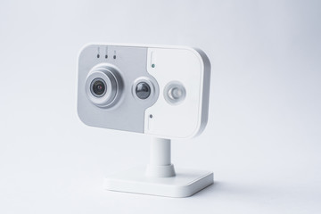 Surveillance camera isolated on white background, with clipping paths
