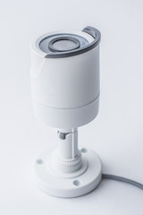 Surveillance camera isolated on white background, with clipping paths