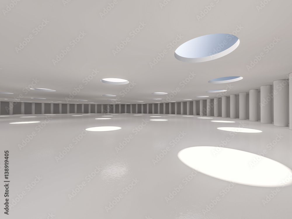 Leinwandbilder abstract modern architecture background, empty white open space interior with columns. 3d rendering