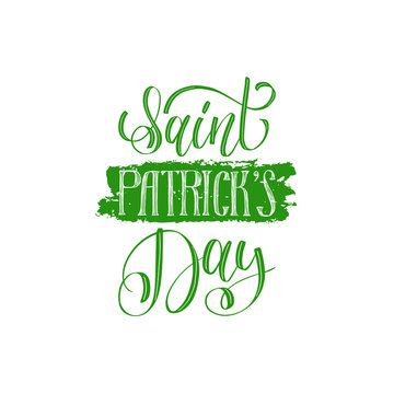 Vector Saint Patrick's Day hand lettering greetings card. Ornate green calligraphy for irish holiday design concepts.
