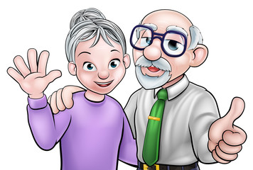 Elderly Cartoon Couple