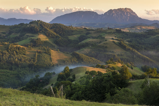 Colorful sunset with summer landscape,Transylvania,Romania
