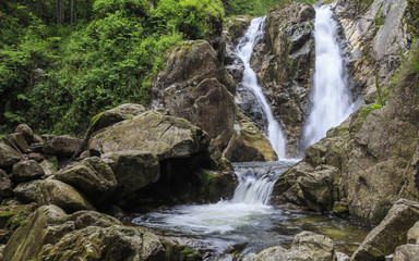 Waterfall in Carpathian Mountains