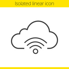 Cloud computing wifi connection linear icon