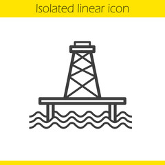 Off shore sea well linear icon