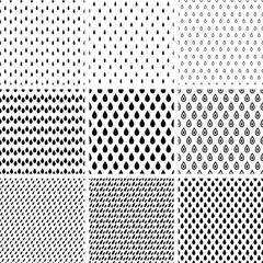 Set of line monochrome abstract seamless pattern with drops