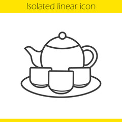 Chinese tea ceremony set linear icon