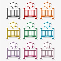 Baby cradle flat icon - vector Illustration