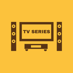 TV series icon. TV and Home theater, cinema symbol. Flat design. Stock - Vector illustration