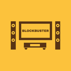 Blockbuster movie icon. TV and Home theater, cinema symbol. Flat design. Stock - Vector illustration