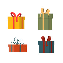 Colorfull gift boxes on white background