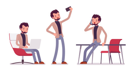 Young dandy office scences