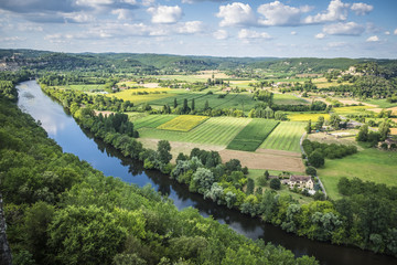 Panoramic of Dordogne valley in France