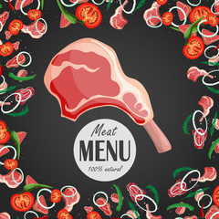 vector steak meat with pepper and rosemary